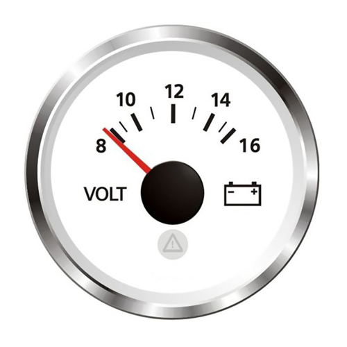 Veratron - Veratron 52 MM (2-1/16") ViewLine - Voltmeter 8 to 16V - White w/Chrome Bezel