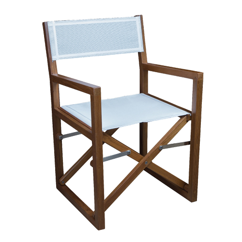 Whitecap - Whitecap Director&#39;s Chair w/White Batyline Fabric - Teak