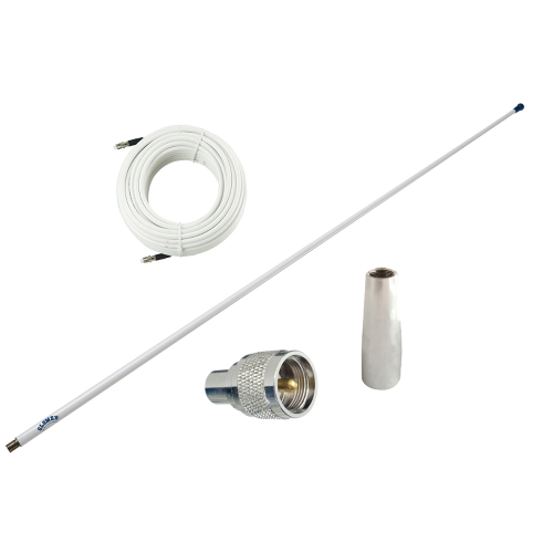 Glomex Marine Antennas - Glomex 4&#39; Glomeasy VHF Antenna 3dB w/FME Termination, 6M Coaxial Cable, RA300 Adapter &amp; PL259 Connector