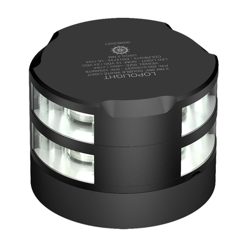 Lopolight - Lopolight 360&deg; Double Stack Anchor Light - 2nm - 0.7M Cable - Black Housing
