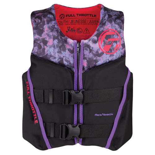 Full Throttle - Full Throttle Youth Rapid-Dry Flex-Back Life Jacket - Pink/Black
