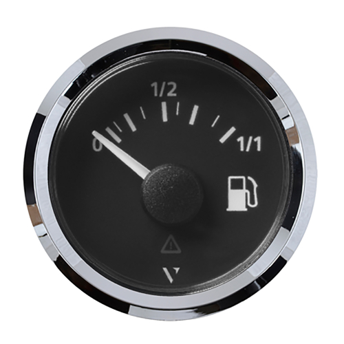 Veratron - Veratron 52MM (2-1/16") ViewLine Fuel Level Gauge 0-1/1 - 3-180 OHM - Black Dial &amp; Chrome Triangular Bezel
