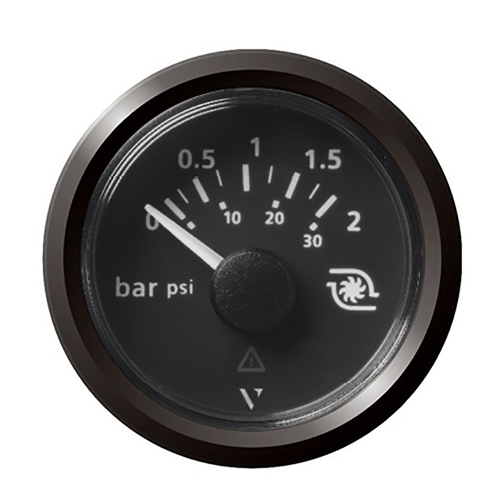 Veratron - Veratron 52MM (2-1/16") ViewLine Boost Pressure Gauge 2 Bar/30 PSI - Black Dial &amp; Triangular Bezel