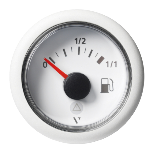 Veratron - Veratron 52mm (2-1/16") ViewLine Fuel Tank Level Gauge - 0 to 1/1 - White Dial &amp; Round Bezel