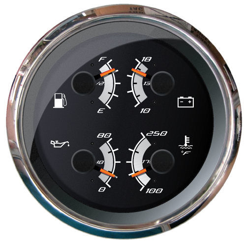 Faria Beede Instruments - Faria Platinum 4" Multi-Function - Fuel, Oil, Volt &amp; Water Temperature