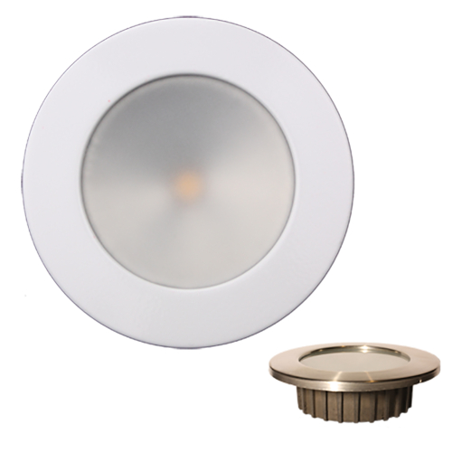 Lunasea Lighting - Lunasea Gen3 Warm White, RGBW Full Color 3.5&rdquo; IP65 Recessed Light w/White Stainless Steel Bezel - 12VDC