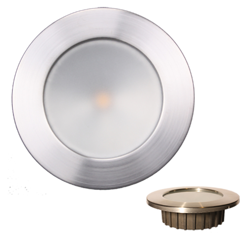 Lunasea Lighting - Lunasea Gen3 Warm White, RGBW Full Color 3.5&rdquo; IP65 Recessed Light w/Brushed Stainless Steel Bezel - 12VDC