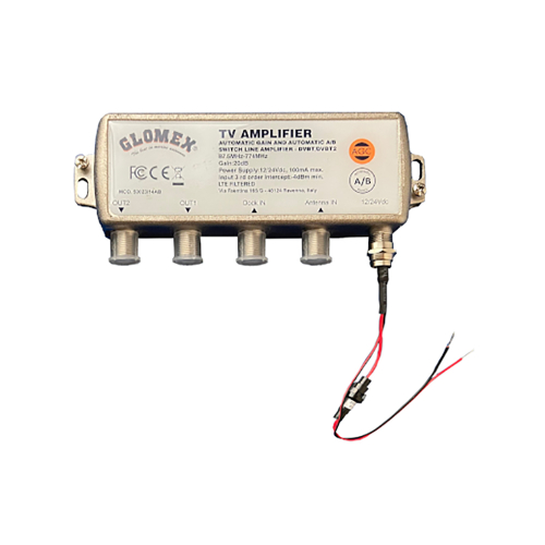 Glomex Marine Antennas - Glomex Automatic Gain Control Amplifier w/Automatic A/B Switch - 12/24VDC - 2 Outputs