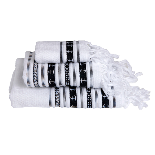 Marine Business - Marine Business White/Anchors Towel Set - SANTORINI - Set of 3