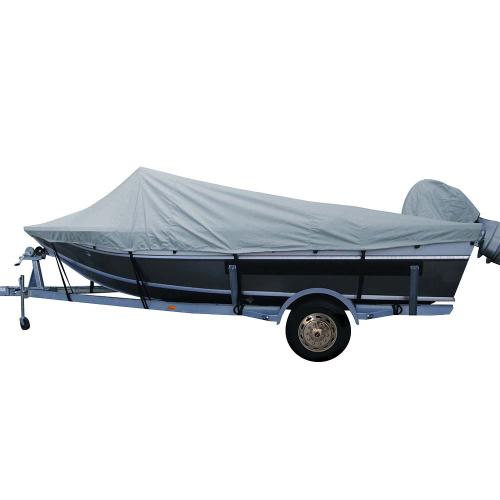Carver by Covercraft - Poly-Flex II Styled-to-Fit Boat Cover f/15.5&#39; Aluminum Boats w/High Forward Mounted Windshield - Grey