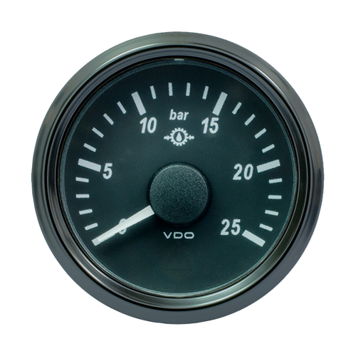 VDO - VDO SingleViu 52mm (2-1/16") Gear Oil Pressure Gauge - 25 Bar - 0-180 Ohm