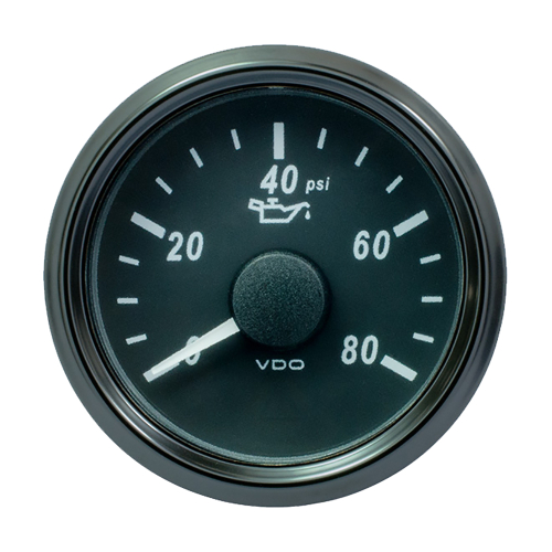 VDO - VDO SingleViu 52mm (2-1/16") Oil Pressure Gauge - 80 PSI - 240-33 Ohm