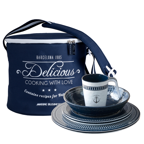 Marine Business - Marine Business Melamine Tableware &amp; Basket - SAILOR SOUL - Set of 16