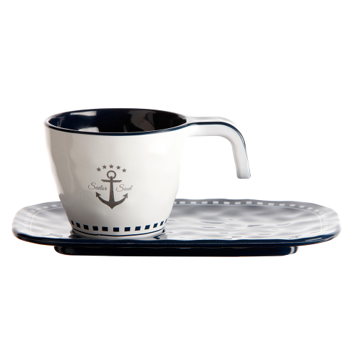 Marine Business - Marine Business Melamine Espresso Cup &amp; Plate Set - SAILOR SOUL - Set of 6