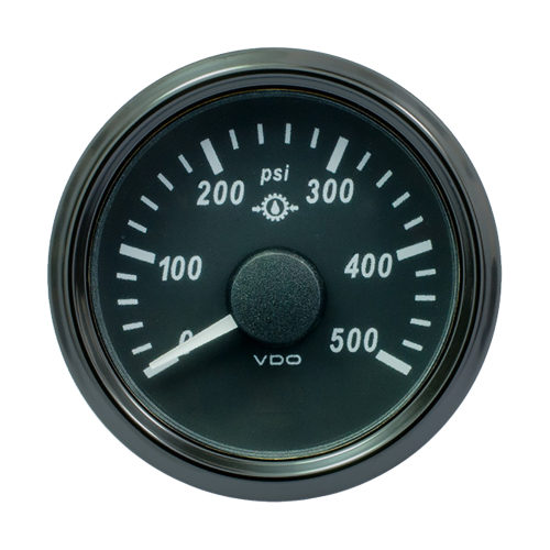 VDO - VDO SingleViu 52mm (2-1/16") Gear Pressure Gauge - 500 PSI - 0-4.5V