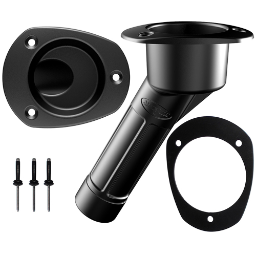 Mate Series - Mate Series Plastic Rod &amp; Cup Holder 30&deg; Closed w/Oval Top f/Kayaks - Black