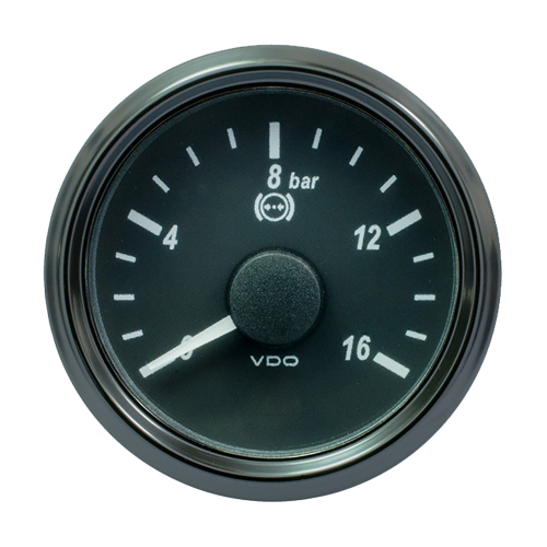 VDO - VDO SingleViu 52mm (2-1/16") Brake Pressure Gauge - 16 Bar - 0-4.5V