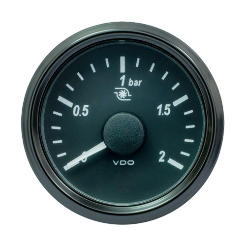 VDO - VDO SingleViu 52mm (2-1/16") Turbo Pressure Gauge - 2 Bar - 0-180 Ohm