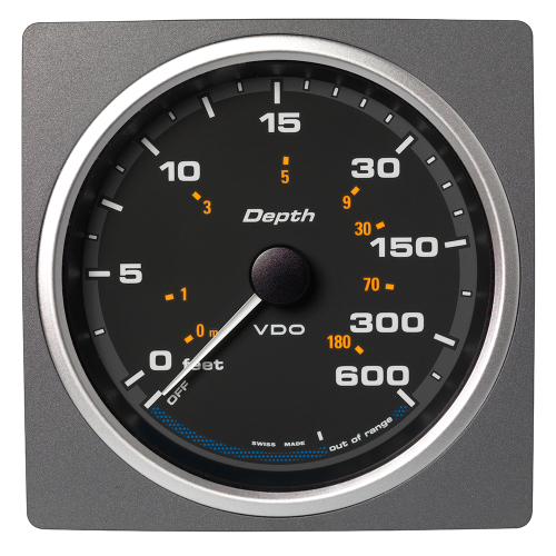 Veratron - Veratron 4-3/8" (110mm) AcquaLink&reg; Depth Gauge 660&#39;/200M - 12/24V - Black Dial &amp; Bezel