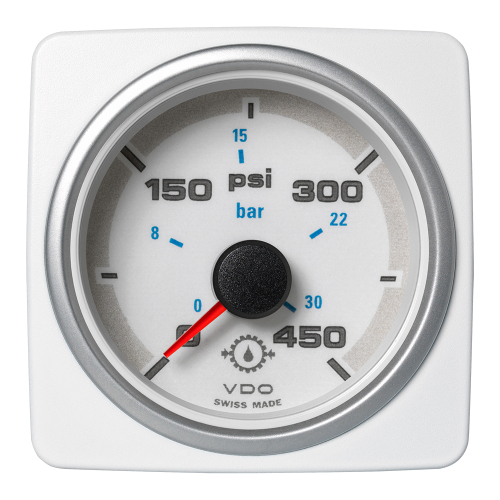 Veratron - Veratron 52 MM (2-1/16") AcquaLink Transmission Oil Pressure 450 PSI/30 Bar - White Dial &amp; Bezel