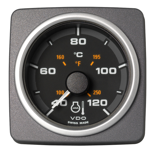 Veratron - Veratron 52 MM (2-1/16") AcquaLink Coolant Temp Gauge 40&deg; to120&deg;C - Black Dial &amp; Bezel