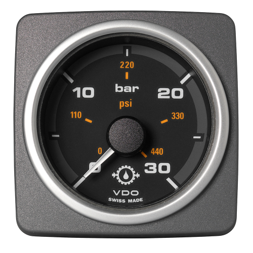 Veratron - Veratron 52 MM (2-1/16") AcquaLink Transmission Oil Pressure 30 Bar/440 PSI - Black Dial &amp; Bezel