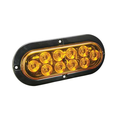 Wesbar - Wesbar LED Waterproof 6" Oval Surface Flange Mount Tail Light - Amber w/Black Flange Base