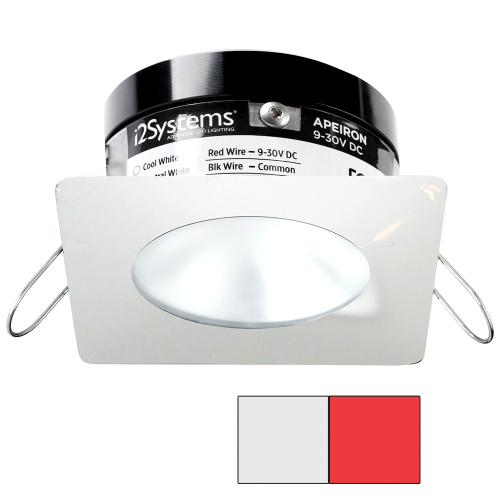 I2Systems Inc - i2Systems Apeiron PRO A503 - 3W Spring Mount Light - Square/Round - Cool White &amp; Red - White Finish