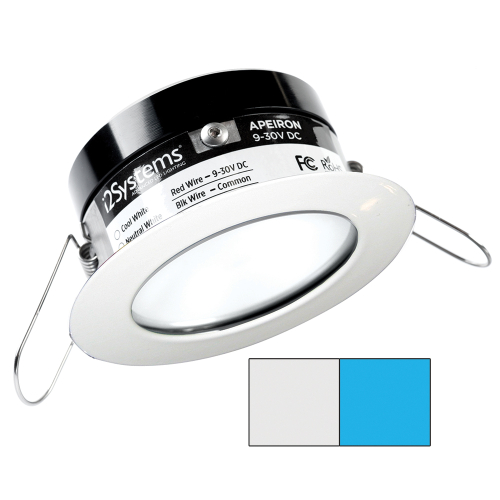 I2Systems Inc - i2Systems Apeiron PRO A503 - 3W Spring Mount Light - Round - Cool White &amp; Blue - White Finish