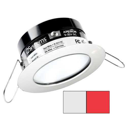 I2Systems Inc - i2Systems Apeiron PRO A503 - 3W Spring Mount Light - Round - Cool White &amp; Red - White Finish