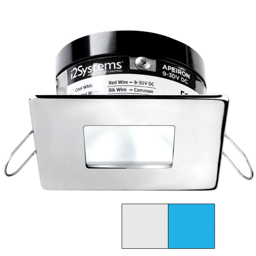 I2Systems Inc - i2Systems Apeiron A503 3W Spring Mount Light - Square/Square - Cool White &amp; Blue - Polished Chrome Finish