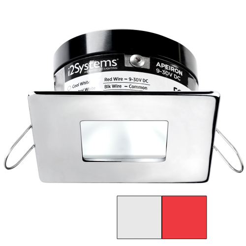 I2Systems Inc - i2Systems Apeiron A503 3W Spring Mount Light - Square/Square - Cool White &amp; Red - Polished Chrome Finish