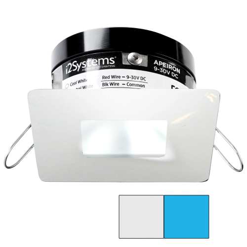 I2Systems Inc - i2Systems Apeiron PRO A503 - 3W Spring Mount Light - Square/Square - Cool White &amp; Blue - White Finish