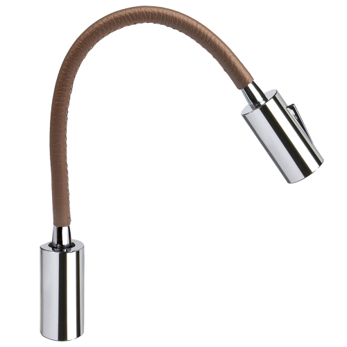 Quick - Quick Audrey Wall Light w/USB Daylight - Tabacco Leather - Chrome