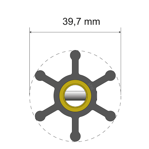 Albin Pump Marine - Albin Pump Premium Impeller Kit - 39.7 x 9.5 x 19.2mm - 6 Blade - Pin Insert