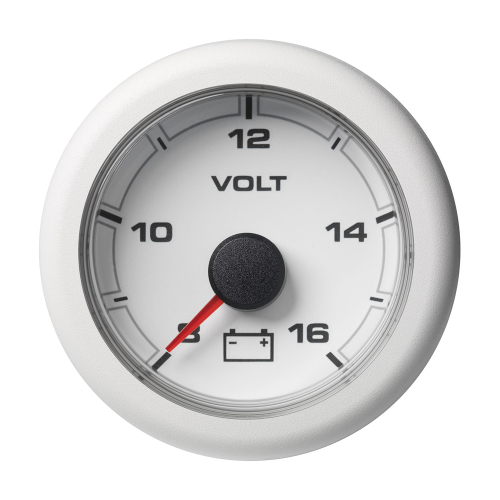 Veratron - Veratron 52MM (2-1/16") OceanLink Battery Voltage Gauge - 8 to 16V - White Dial &amp; Bezel