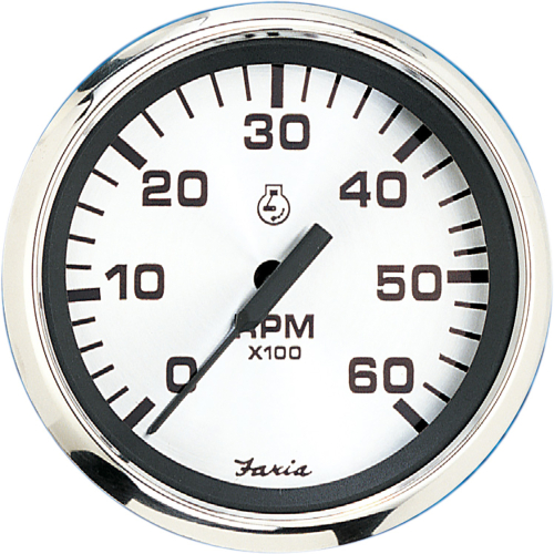 Faria Beede Instruments - Faria Spun Silver 4" Tachometer (6000 RPM) (Gas Inboard &amp; I/O)