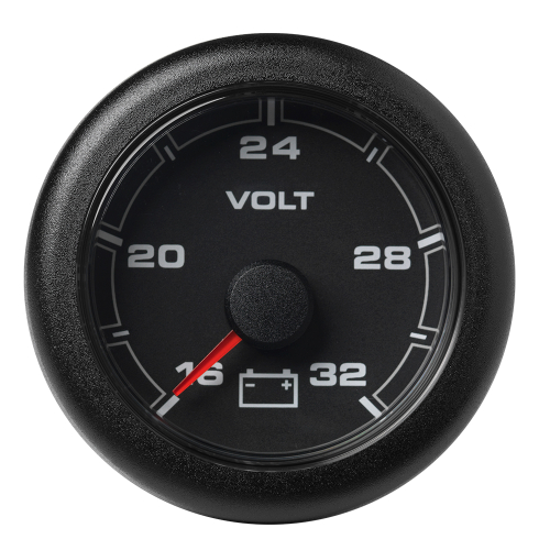 Veratron - Veratron 52MM (2-1/16") OceanLink Battery Voltage Gauge - 16 to 32V - Black Dial &amp; Bezel
