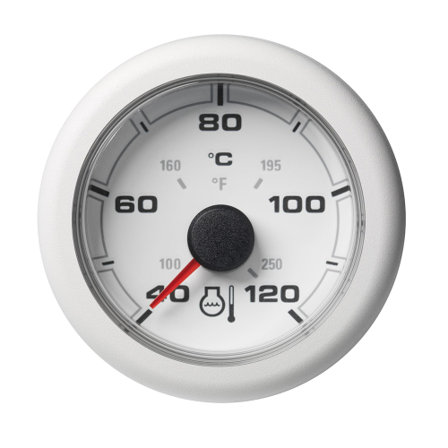 Veratron - Veratron 52MM (2-1/16") OceanLink Coolant Temperature Gauge - 120&deg;C/250&deg;F - White Dial &amp; Bezel