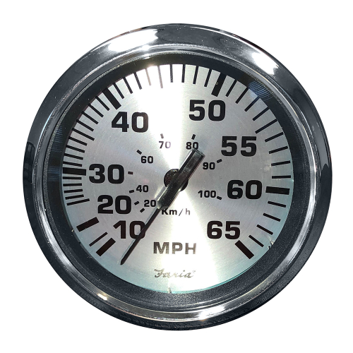 Faria Beede Instruments - Faria Spun Silver 4" Speedometer - 65 MPH (Pitot)
