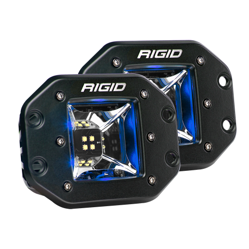 RIGID Industries - RIGID Industries Radiance Scene Lights - Flush Mount Pair - Black w/Blue LED Backlights