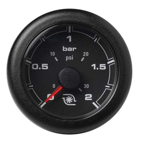 Veratron - Veratron 52MM (2-1/16") OceanLink Boost Pressure Gauge - 2 Bar/30 PSI - Black Dial &amp; Bezel