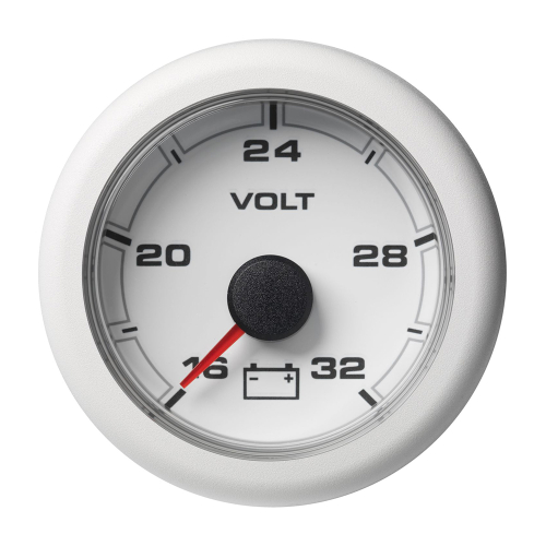 Veratron - Veratron 52MM (2-1/16") OceanLink Battery Voltage Gauge - 16 to 32V - White Dial &amp; Bezel