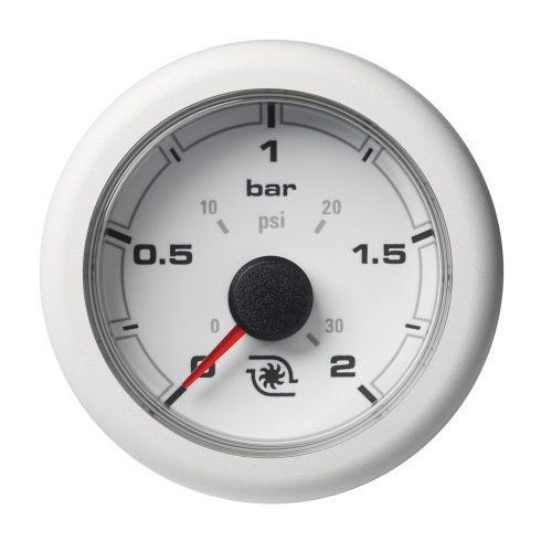 Veratron - Veratron 52MM (2-1/16") OceanLink Boost Pressure Gauge - 2 Bar/30PSI - White Dial &amp; Bezel