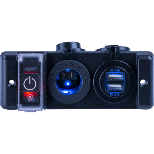Sea-Dog - Sea-Dog Double USB &amp; Power Socket Panel w/Breaker Switch