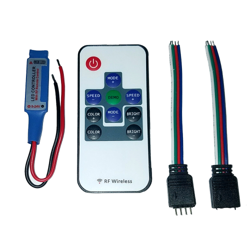Lunasea Lighting - Lunasea Multifunction Indoor RGB LED Controller w/Buttons &amp; RF Remote 5/12/24 VDC