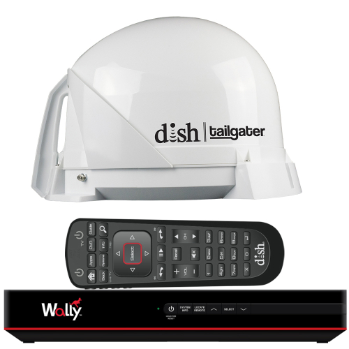 KING - KING DISH® Tailgater® Satellite TV Antenna Bundle w/DISH® Wally® HD Receiver & Cables
