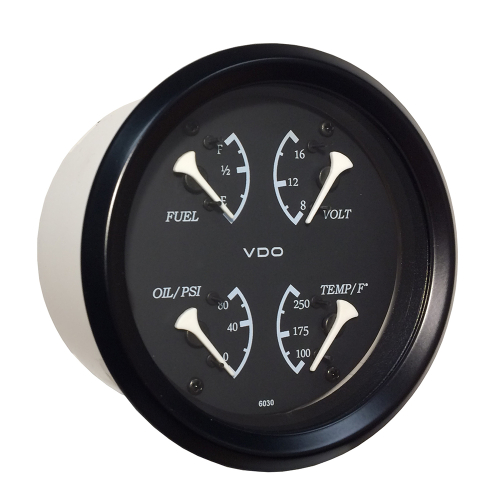 VDO - VDO Cockpit Marine 85mm (3-3/8") 4 in 1 Gauge - Black Dial/Bezel