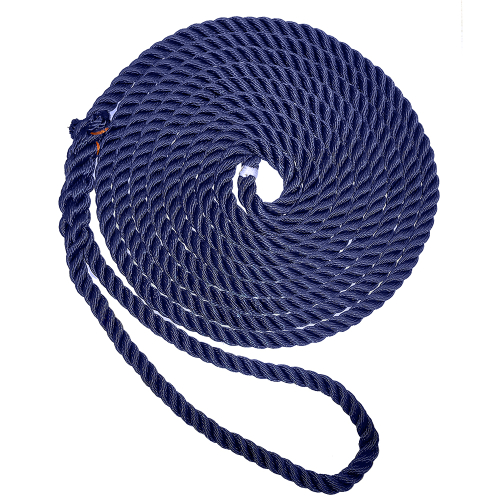 New England Ropes - New England Ropes 5/8" X 25&#39; Premium Nylon 3 Strand Dock Line - Navy Blue
