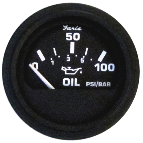 Faria Beede Instruments - Faria Euro Black 2" Oil Pressure Gauge (100 PSI)